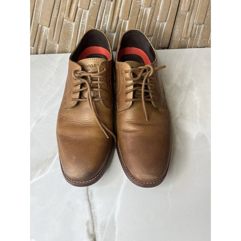 Rockport Oxfords Lace Up Men Dress Shoes Leather Brown Sz 8 BX2319